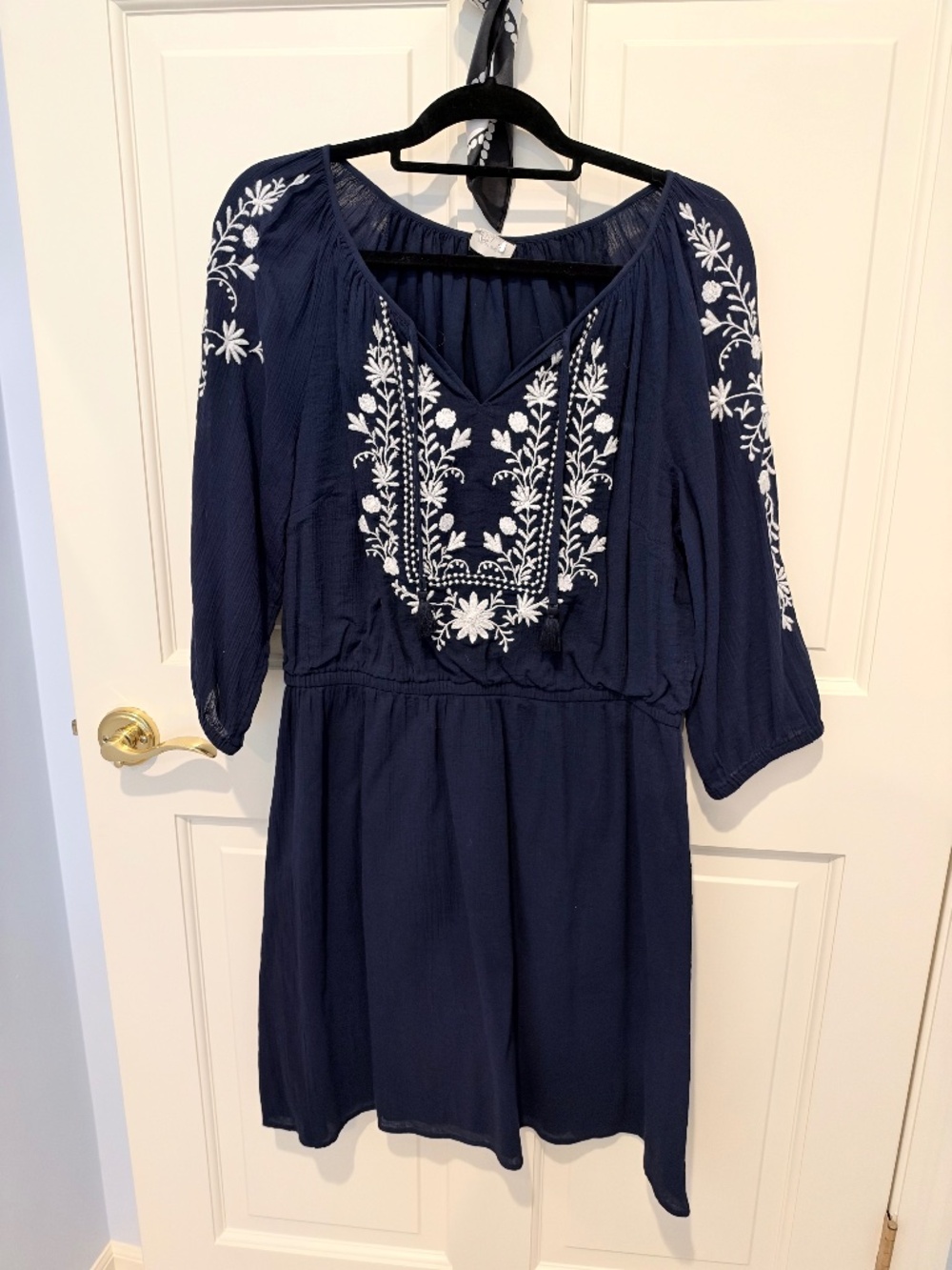 Talbots Petite Navy Embroidered Dress | XL Petite